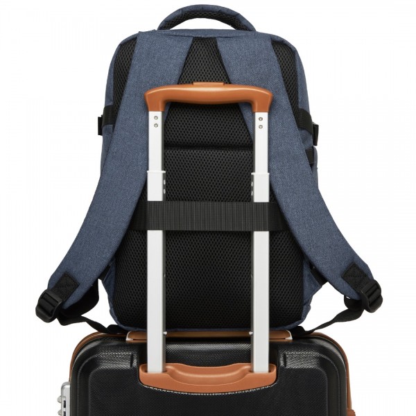 BPK2505 - Kono Urban Smart 15L Carry-On Backpack with Luggage Strap – Ideal for Travel, Work & Daily Commute - Navy