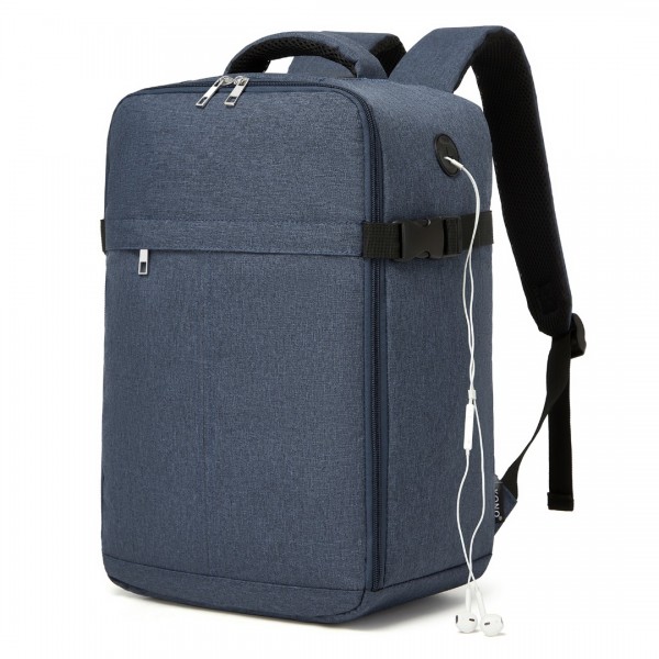 BPK2505 - Kono Urban Smart 15L Carry-On Backpack with Luggage Strap – Ideal for Travel, Work & Daily Commute - Navy