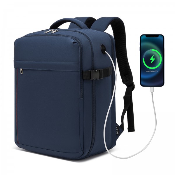 BPK2524 - Kono Spacious and Organised Personal-Item Backpack (40×30×20) with 15.6" Laptop Sleeve, Clamshell Main - Navy