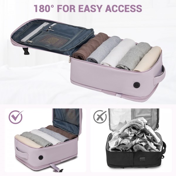 BPK2524 - Kono Geräumiger, organisierter Personal-Item-Rucksack (40×30×20) mit 15,6"-Laptopfach und Clamshell-Hauptfach - Lila