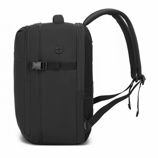 BPK2524L- Kono Verbesserter großer Kabinenrucksack, 32 L, Rucksack für 17,3-Zoll-Laptops mit atmungsaktiven druckentlastenden Gurten und Koffer-Trolleygurt für Geschäftsreisen – Schwarz