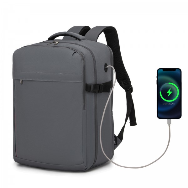 BPK2524L- Kono Verbesserter großer Kabinenrucksack, 32 L, Rucksack für 17,3-Zoll-Laptops mit atmungsaktiven druckentlastenden Gurten und Koffer-Trolleygurt für Geschäftsreisen – Grau