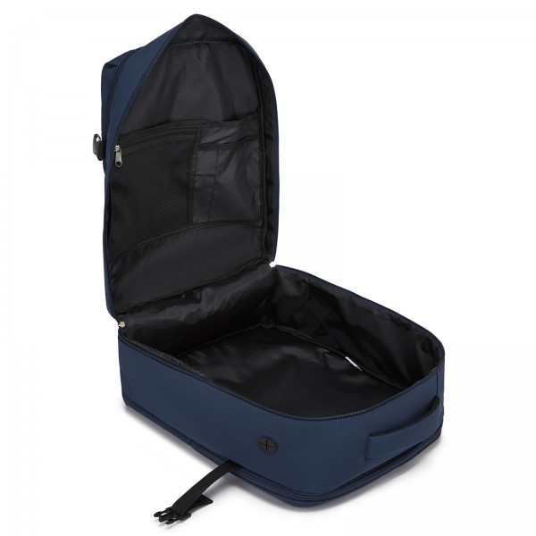BPK2524L- Kono Verbesserter großer Kabinenrucksack, 32 L, Rucksack für 17,3-Zoll-Laptops mit atmungsaktiven druckentlastenden Gurten und Koffer-Trolleygurt für Geschäftsreisen – Marineblau