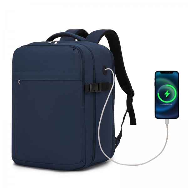 BPK2524L- Kono Verbesserter großer Kabinenrucksack, 32 L, Rucksack für 17,3-Zoll-Laptops mit atmungsaktiven druckentlastenden Gurten und Koffer-Trolleygurt für Geschäftsreisen – Marineblau