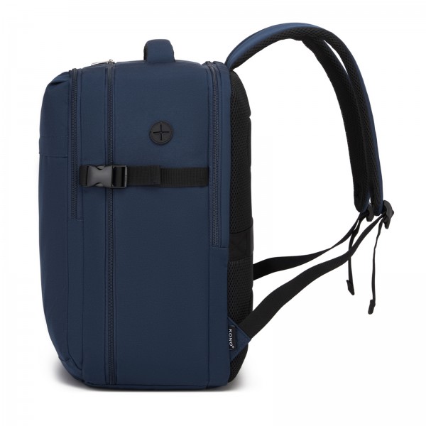 BPK2524L- Kono Verbesserter großer Kabinenrucksack, 32 L, Rucksack für 17,3-Zoll-Laptops mit atmungsaktiven druckentlastenden Gurten und Koffer-Trolleygurt für Geschäftsreisen – Marineblau