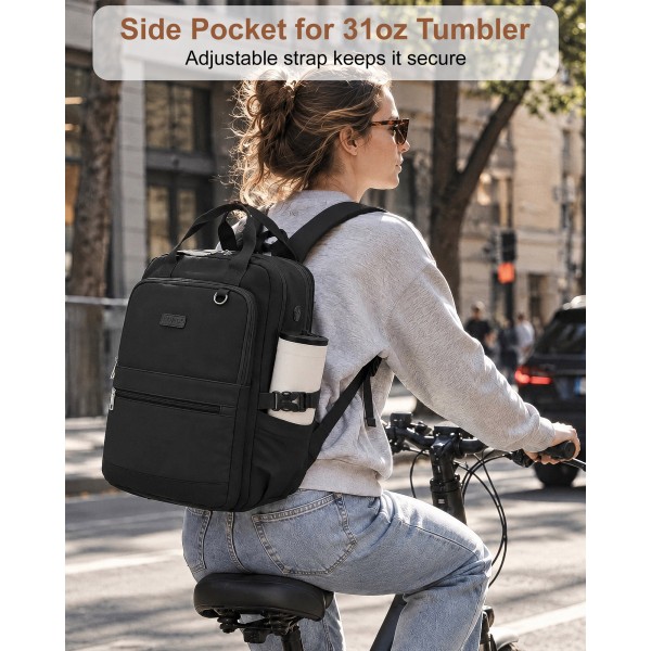 BPK2527 - Kono Functional Water-Resistant Laptop Backpack, Trendy Design with Padded Sleeve and Multiple Practical Compartments - Black