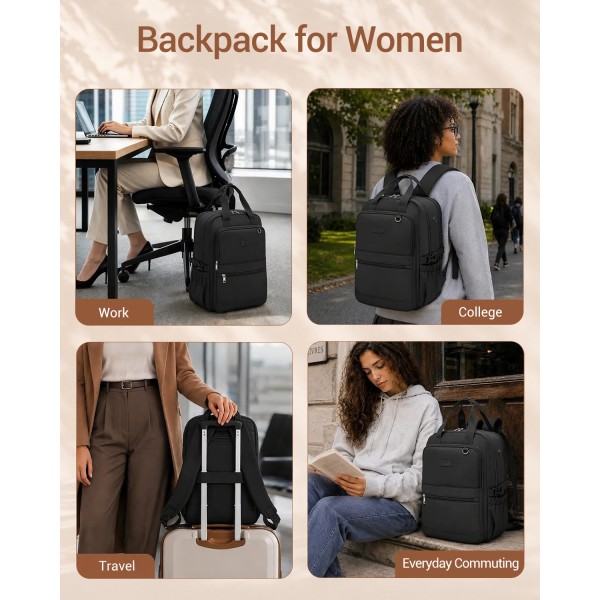 BPK2527 - Kono Functional Water-Resistant Laptop Backpack, Trendy Design with Padded Sleeve and Multiple Practical Compartments - Black