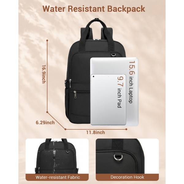 BPK2527 - Kono Functional Water-Resistant Laptop Backpack, Trendy Design with Padded Sleeve and Multiple Practical Compartments - Black