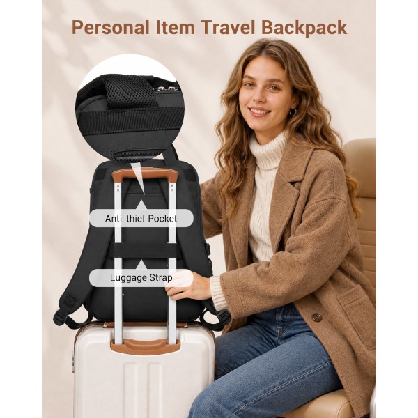BPK2527 - Kono Functional Water-Resistant Laptop Backpack, Trendy Design with Padded Sleeve and Multiple Practical Compartments - Black
