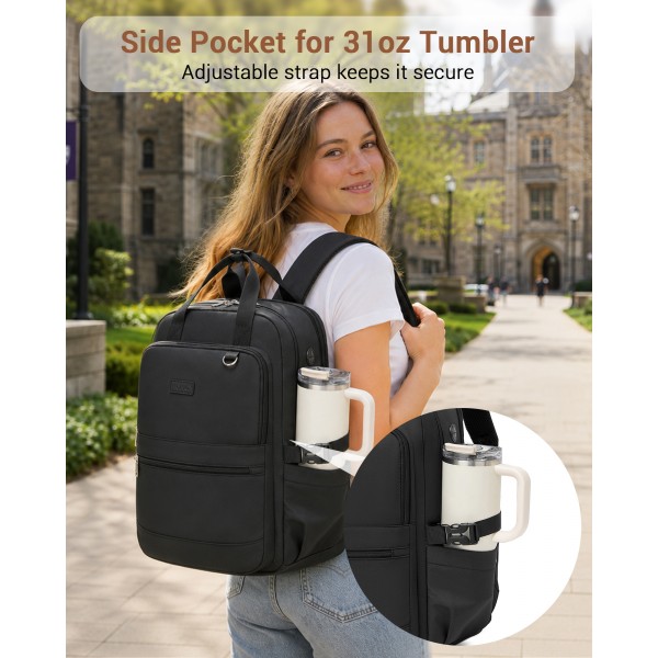 BPK2527 - Kono Functional Water-Resistant Laptop Backpack, Trendy Design with Padded Sleeve and Multiple Practical Compartments - Black
