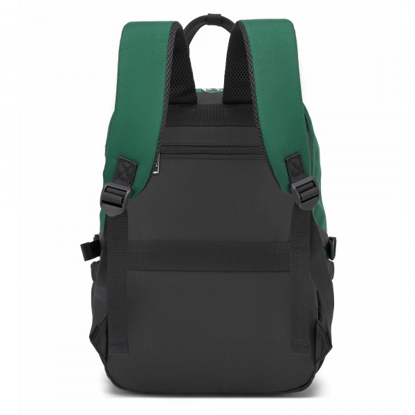 BPK2527 - Kono Functional Water-Resistant Laptop Backpack, Trendy Design with Padded Sleeve and Multiple Practical Compartments - Green and Beige
