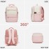 BPK2529 - Kono Compact 15.6" Laptop Travel Backpack - 40x30x20cm, Fits Under Seat Storage, with Trolley Sleeve - Beige and Pink