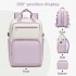 BPK2530 - Kono Spacious Water-Resistant Laptop Backpack for Travel & Commuting - 15.6" Padded Laptop Compartment, Reflective Strip - Beige and Purple