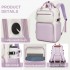 BPK2530 - Kono Spacious Water-Resistant Laptop Backpack for Travel & Commuting - 15.6" Padded Laptop Compartment, Reflective Strip - Beige and Purple