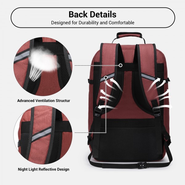 BPK2531L - Kono Multi-purpose Business Large Backpack–Fits 15.6" Laptop, Ideal for Work, Travel & Daily Commute - Burgundy