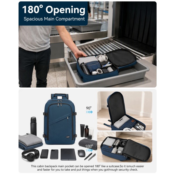 BPK2531S - Kono Multi-purpose Business Carry-On Backpack–Fits 15.6" Laptop, Ideal for Work, Travel & Daily Commute - Navy