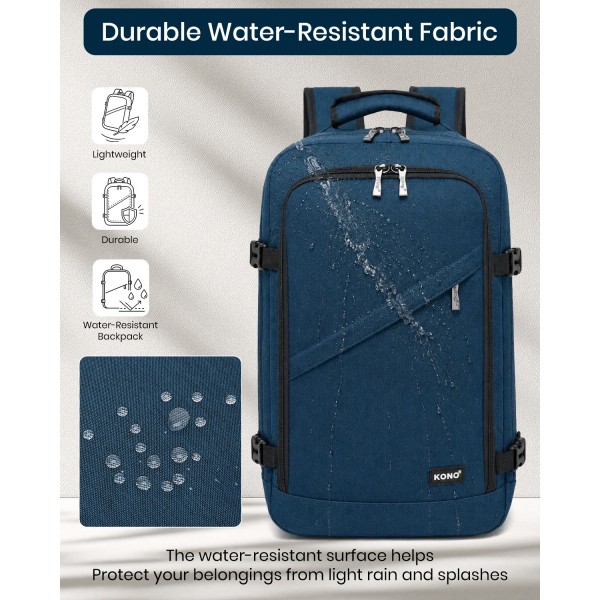 BPK2531S - Kono Multi-purpose Business Carry-On Backpack–Fits 15.6" Laptop, Ideal for Work, Travel & Daily Commute - Navy