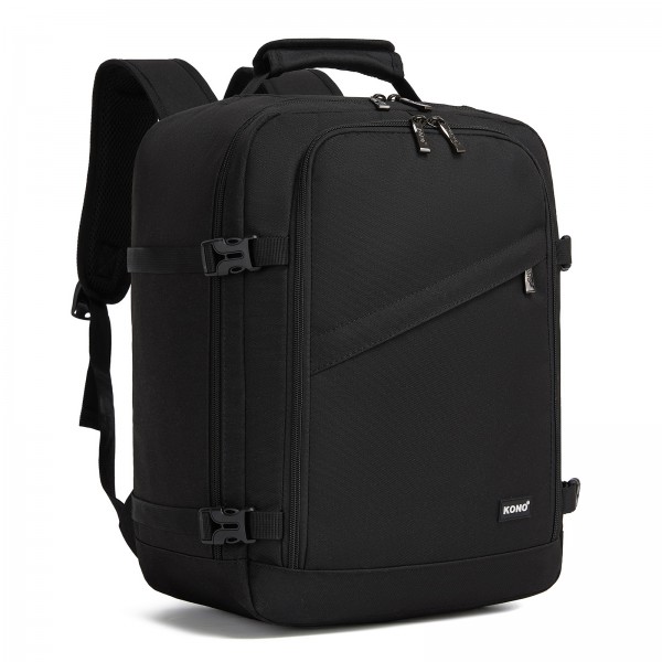 BPK2551 - Kono Flexible Cabin Backpack 30×20×40-Fits 15.6" Laptop, Clamshell Access-Great for Holidays, Work Trips & Commuting - Black