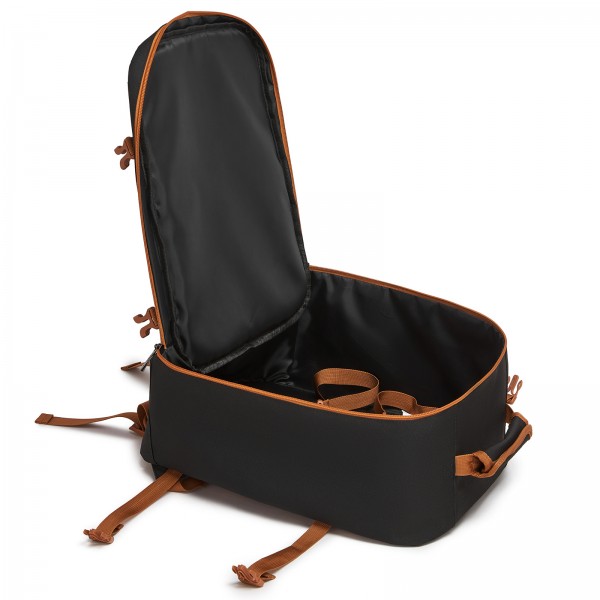 BPK2551 - Kono Flexible Cabin Backpack 30×20×40-Fits 15.6" Laptop, Clamshell Access-Great for Holidays, Work Trips & Commuting - Black and Brown