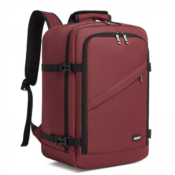 BPK2551 - Kono Flexibler Kabinen-Rucksack 30×20×40 – für 15,6"-Laptop, Koffer-Öffnung – perfekt für Urlaub, Geschäftsreisen & Pendeln – Burgund