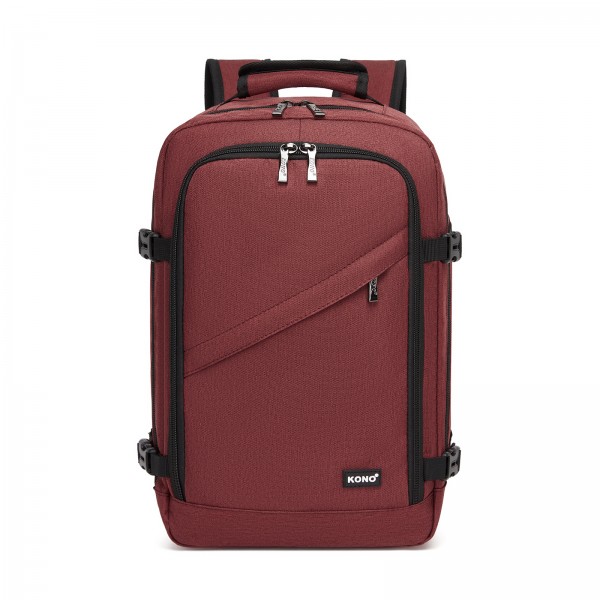 BPK2551 - Kono Flexibler Kabinen-Rucksack 30×20×40 – für 15,6"-Laptop, Koffer-Öffnung – perfekt für Urlaub, Geschäftsreisen & Pendeln – Burgund