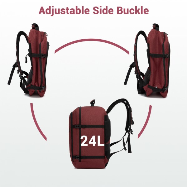 BPK2551 - Kono Flexibler Kabinen-Rucksack 30×20×40 – für 15,6"-Laptop, Koffer-Öffnung – perfekt für Urlaub, Geschäftsreisen & Pendeln – Burgund