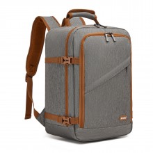 BPK2551 - Kono Flexible Cabin Backpack 30×20×40-Fits 15.6" Laptop, Clamshell Access-Great for Holidays, Work Trips & Commuting - Grey and Brown