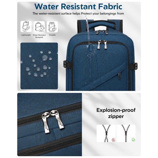 BPK2551 - Kono Flexible Cabin Backpack 30×20×40-Fits 15.6" Laptop, Clamshell Access-Great for Holidays, Work Trips & Commuting - Navy