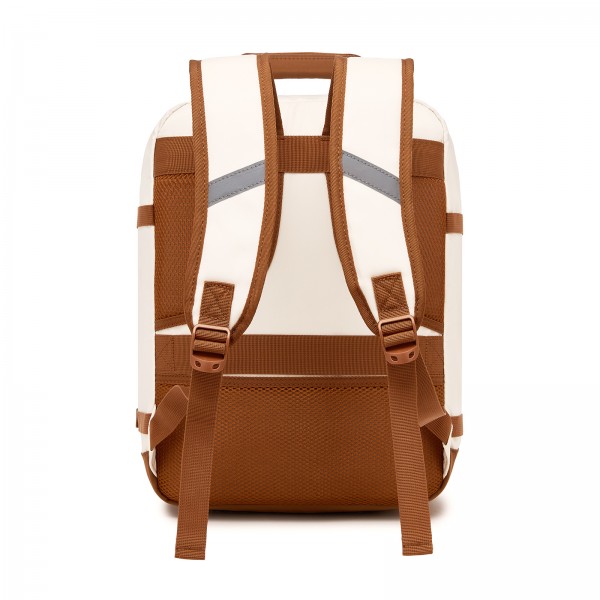 BPK2565 - Kono Colour-Block Organised Cabin Backpack 40×30×20 – Spacious, Clamshell, 15.6″ Laptop, Travel & Commute Ready - Beige and Brown