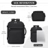 BPK2601- Kono Kabinen-Reiserucksack 40×20×30 cm – Wasserabweisend, Mehrere Fächer, Gepolstertes Laptopfach, Diebstahlsicher, Handgepäck-Tasche - Schwarz