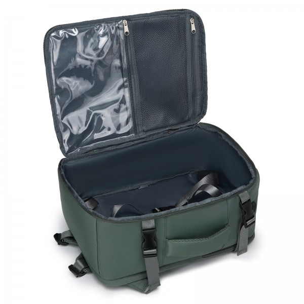 BPK2601- Kono Kabinen-Reiserucksack 40×20×30 cm – Wasserabweisend, Mehrere Fächer, Gepolstertes Laptopfach, Diebstahlsicher, Handgepäck-Tasche - Grün
