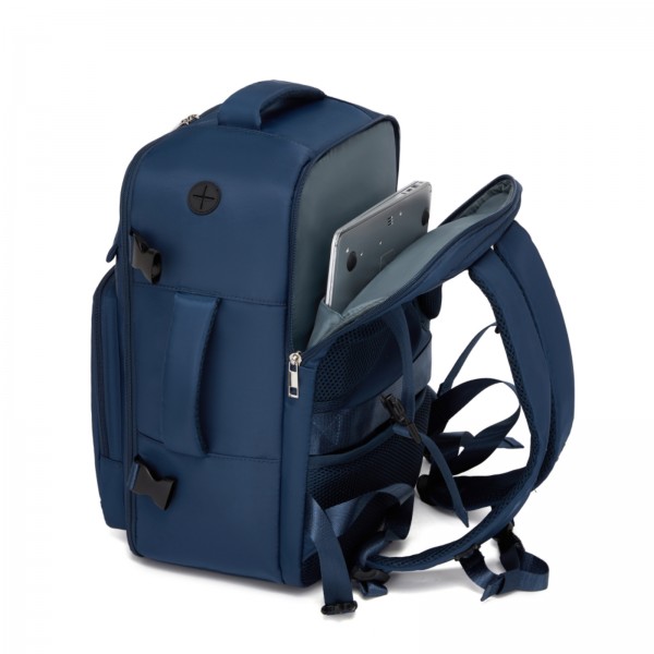 BPK2601- Kono Kabinen-Reiserucksack 40×20×30 cm – Wasserabweisend, Mehrere Fächer, Gepolstertes Laptopfach, Diebstahlsicher, Handgepäck-Tasche - Marineblau