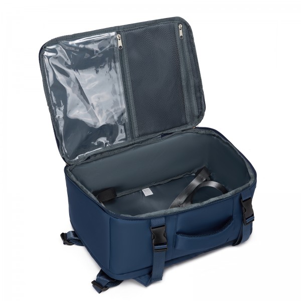 BPK2601- Kono Kabinen-Reiserucksack 40×20×30 cm – Wasserabweisend, Mehrere Fächer, Gepolstertes Laptopfach, Diebstahlsicher, Handgepäck-Tasche - Marineblau