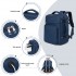 BPK2601- Kono Kabinen-Reiserucksack 40×20×30 cm – Wasserabweisend, Mehrere Fächer, Gepolstertes Laptopfach, Diebstahlsicher, Handgepäck-Tasche - Marineblau