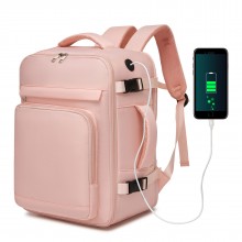 BPK2601- Kono Cabin Travel Backpack 40×20×30 cm – Water-Resistant, Multi-Compartment, Padded Laptop, Anti-Theft, Carry-On Tote - Pink
