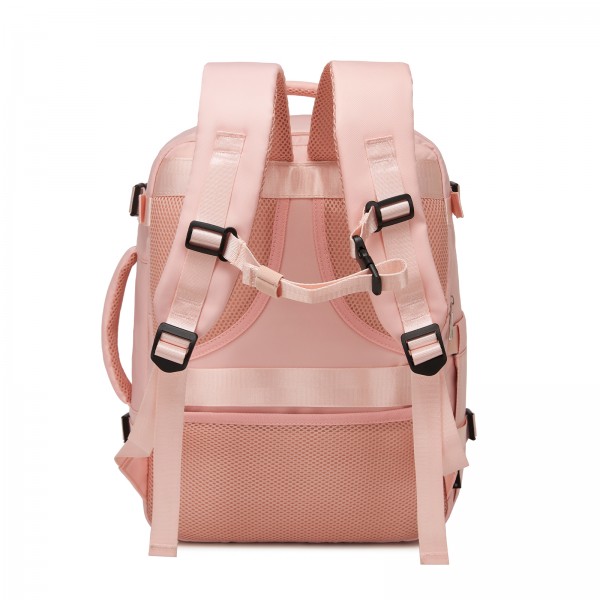 BPK2601- Kono Kabinen-Reiserucksack 40×20×30 cm – Wasserabweisend, Mehrere Fächer, Gepolstertes Laptopfach, Diebstahlsicher, Handgepäck-Tasche - Rosa