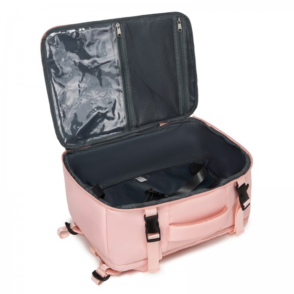 BPK2601- Kono Kabinen-Reiserucksack 40×20×30 cm – Wasserabweisend, Mehrere Fächer, Gepolstertes Laptopfach, Diebstahlsicher, Handgepäck-Tasche - Rosa