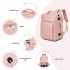 BPK2601- Kono Kabinen-Reiserucksack 40×20×30 cm – Wasserabweisend, Mehrere Fächer, Gepolstertes Laptopfach, Diebstahlsicher, Handgepäck-Tasche - Rosa