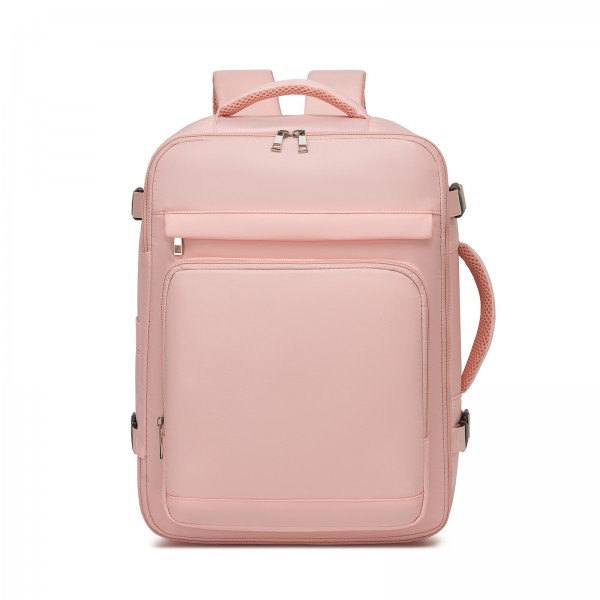BPK2601- Kono Kabinen-Reiserucksack 40×20×30 cm – Wasserabweisend, Mehrere Fächer, Gepolstertes Laptopfach, Diebstahlsicher, Handgepäck-Tasche - Rosa