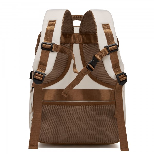 BPK2602- Kono Cabin Approved Carry On Backpack 40×30×20cm, Water Resistant 15.6 Inch Laptop Travel Rucksack with Dry-wet Separation Pouch - Beige and Brown