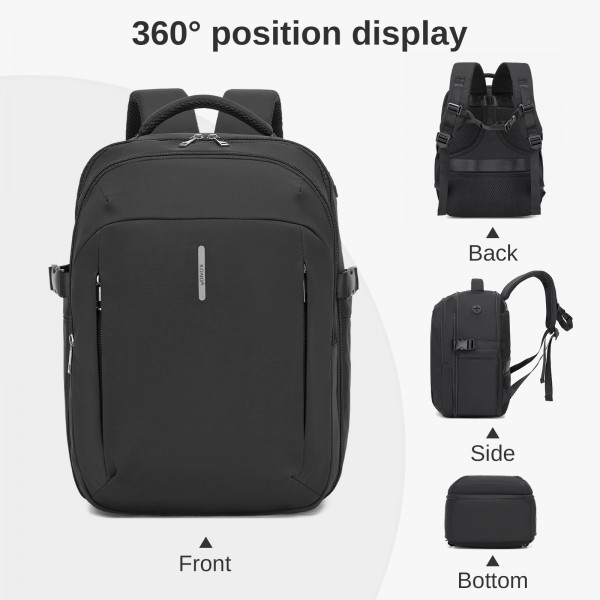 BPK2602- Kono Cabin Approved Carry On Backpack 40×30×20cm, Water Resistant 15.6 Inch Laptop Travel Rucksack with Dry-wet Separation Pouch - Black