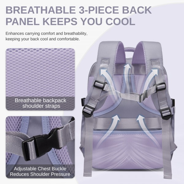 BPK2602- Kono Cabin Approved Carry On Backpack 40×30×20cm, Water Resistant 15.6 Inch Laptop Travel Rucksack with Dry-wet Separation Pouch - Purple