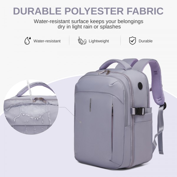 BPK2602- Kono Cabin Approved Carry On Backpack 40×30×20cm, Water Resistant 15.6 Inch Laptop Travel Rucksack with Dry-wet Separation Pouch - Purple