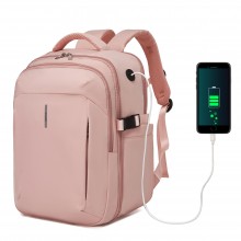 BPK2602- Kono Cabin Approved Carry On Backpack 40×30×20cm, Water Resistant 15.6 Inch Laptop Travel Rucksack with Dry-wet Separation Pouch - Pink