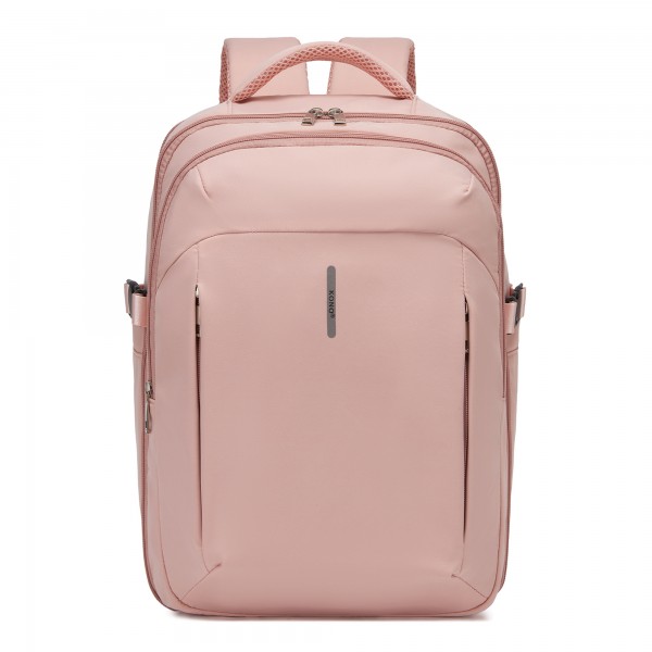 BPK2602- Kono Cabin Approved Carry On Backpack 40×30×20cm, Water Resistant 15.6 Inch Laptop Travel Rucksack with Dry-wet Separation Pouch - Pink