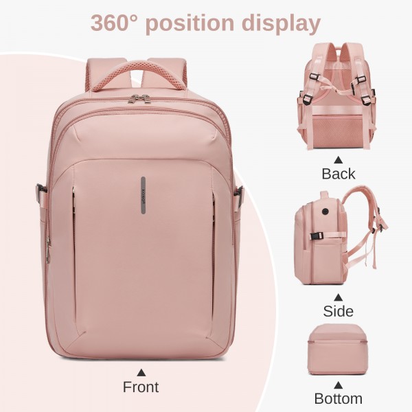 BPK2602- Kono Cabin Approved Carry On Backpack 40×30×20cm, Water Resistant 15.6 Inch Laptop Travel Rucksack with Dry-wet Separation Pouch - Pink