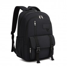BPK2605 - KONO Durable Water-Resistant Kids Backpack with Padded Laptop Sleeve and Multi-Pocket Organization for School - Black