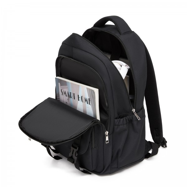 BPK2605 - KONO Durable Water-Resistant Kids Backpack with Padded Laptop Sleeve and Multi-Pocket Organization for School - Black