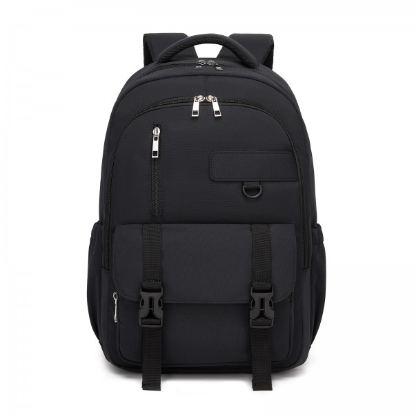 BPK2605 - KONO Durable Water-Resistant Kids Backpack with Padded Laptop Sleeve and Multi-Pocket Organization for School - Black