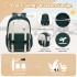 BPK2605 - KONO Durable Water-Resistant Kids Backpack with Padded Laptop Sleeve and Multi-Pocket Organization for School - Green and Beige